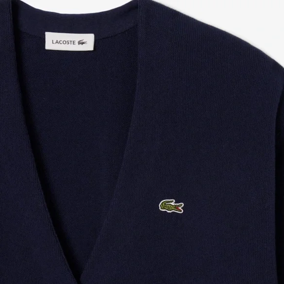 Lacoste Navy Wool Cardigan - Picture 8 of 11